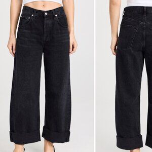 Citizens of Humanity Ayla Baggy Cuffed Crop Jeans - Viola (Black), Size 28
